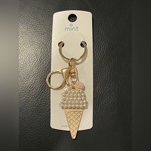 Vanilla Ice Cream Cone Charm Keychain